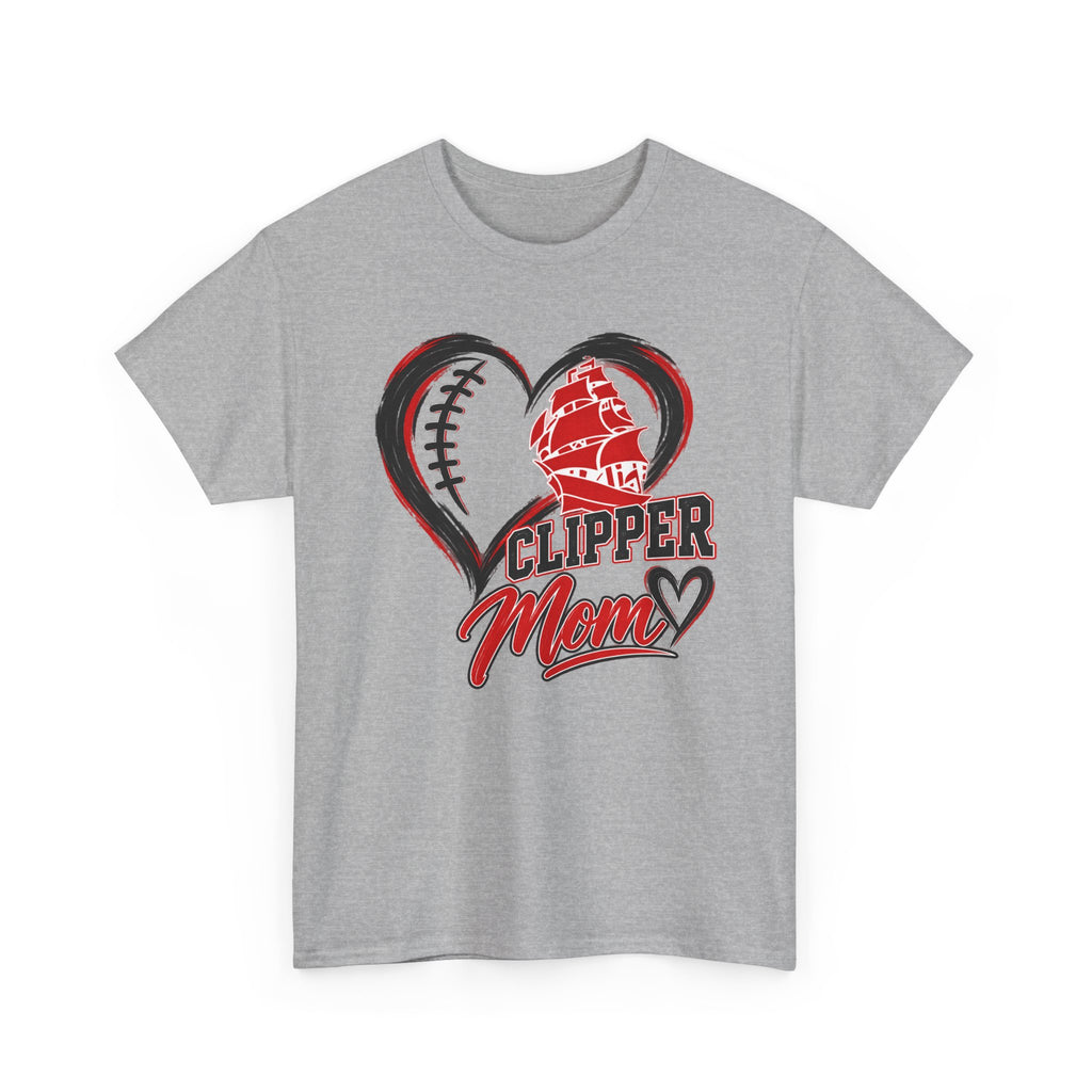 Clipper Mom T-Shirt — Heart Baseball & Ship Logo Tee for Baseball Moms