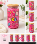 Nurse Pink Glitter 16 oz Snowglobe Tumbler 🩺🌸