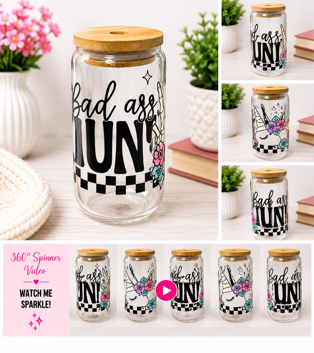 Bad Ass Auntie Glass Tumbler ✨