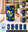 Blue & Yellow Down Syndrome Awareness Puzzle Piece Glitter Tumbler