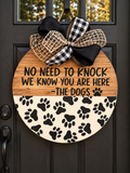No Need to Knock Dog Paw Print Wooden Door Sign – 15"