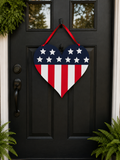 Patriotic American Flag Heart Door Hanger
