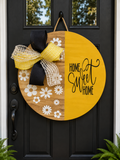 Home Sweet Home Yellow & Floral Wooden Door Hanger