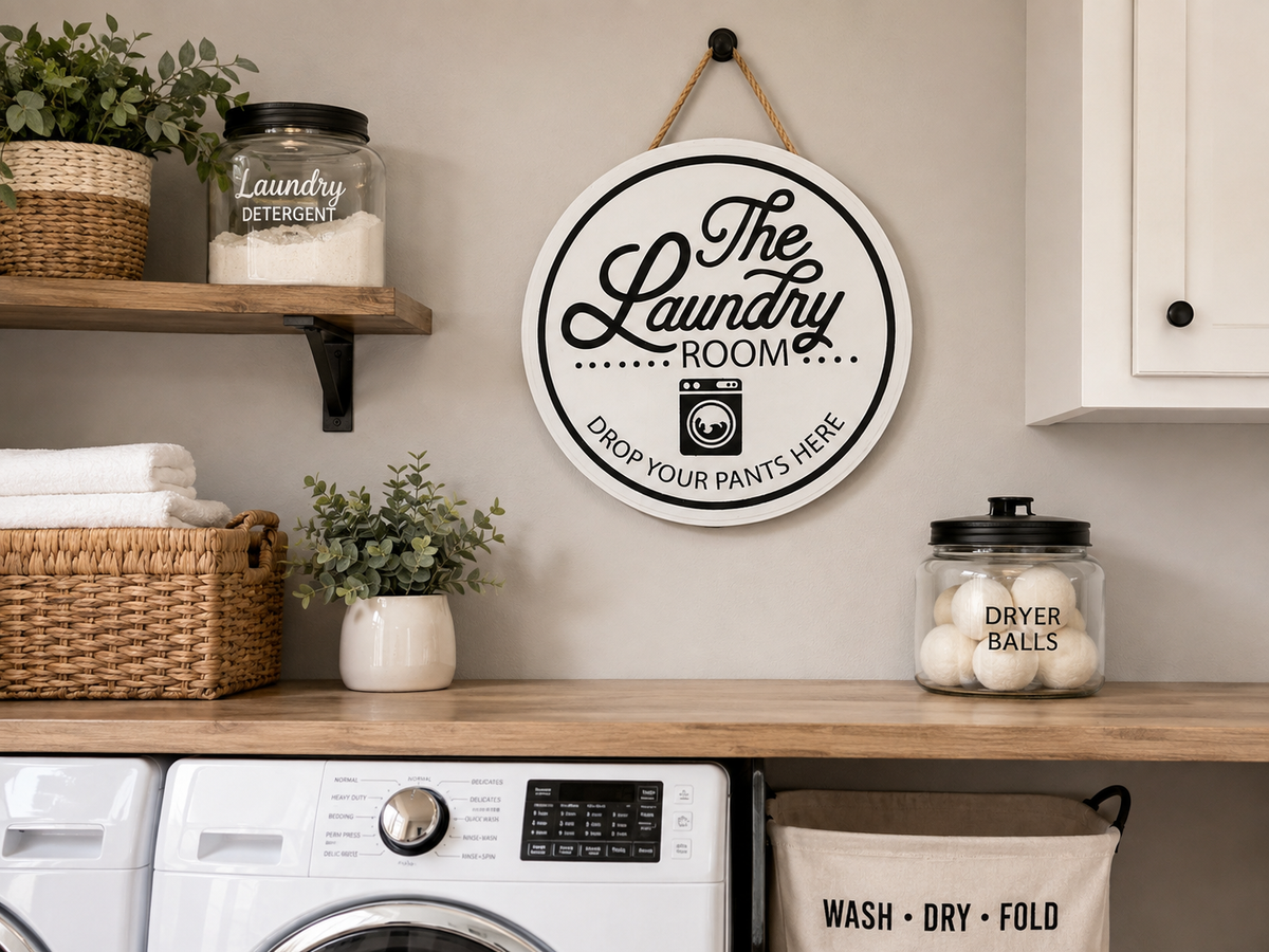 The Laundry Room – Drop Your Pants Here Wooden Sign