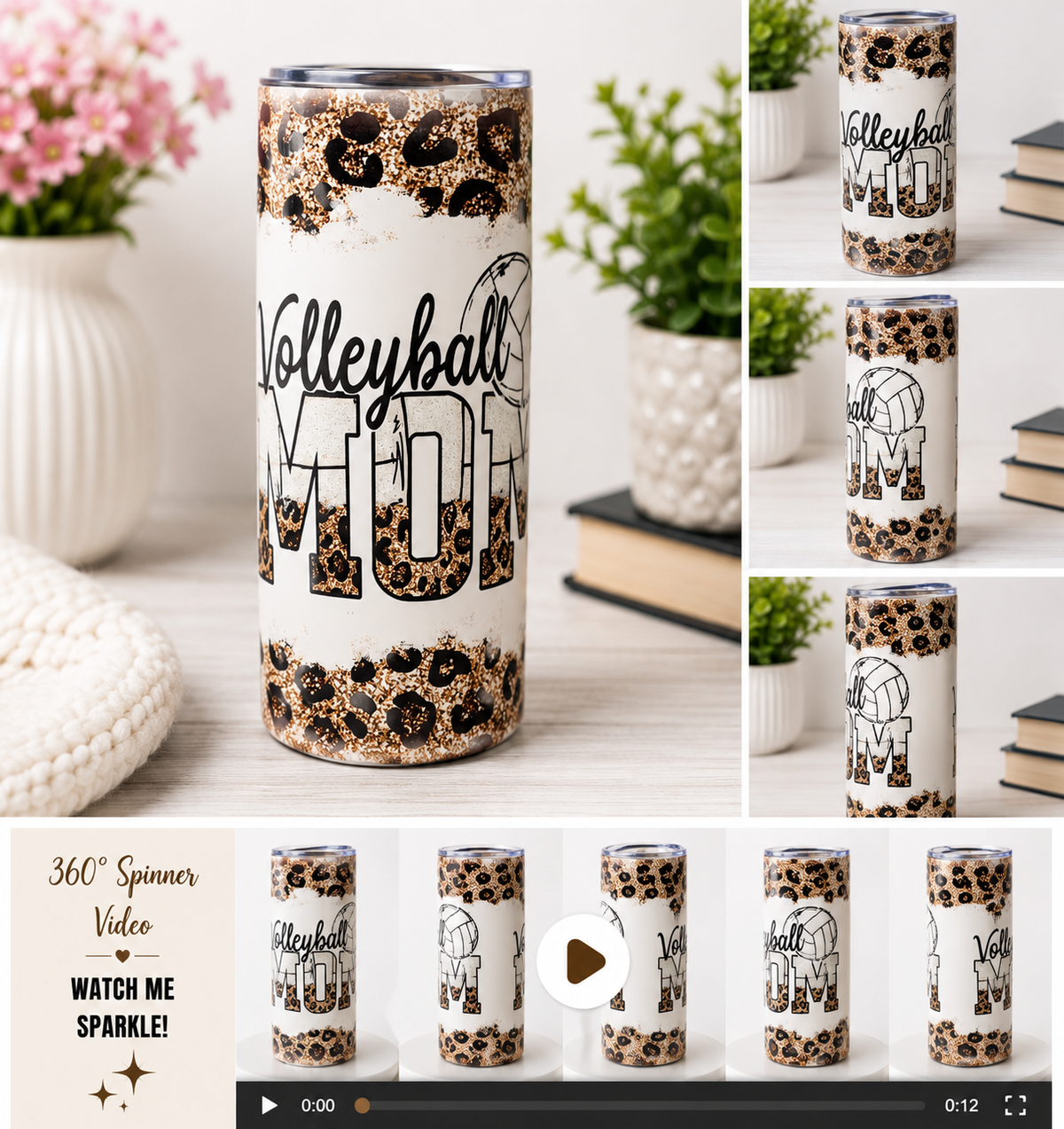 Volleyball Mom Leopard Print 20 oz Sublimation Tumbler 🏐