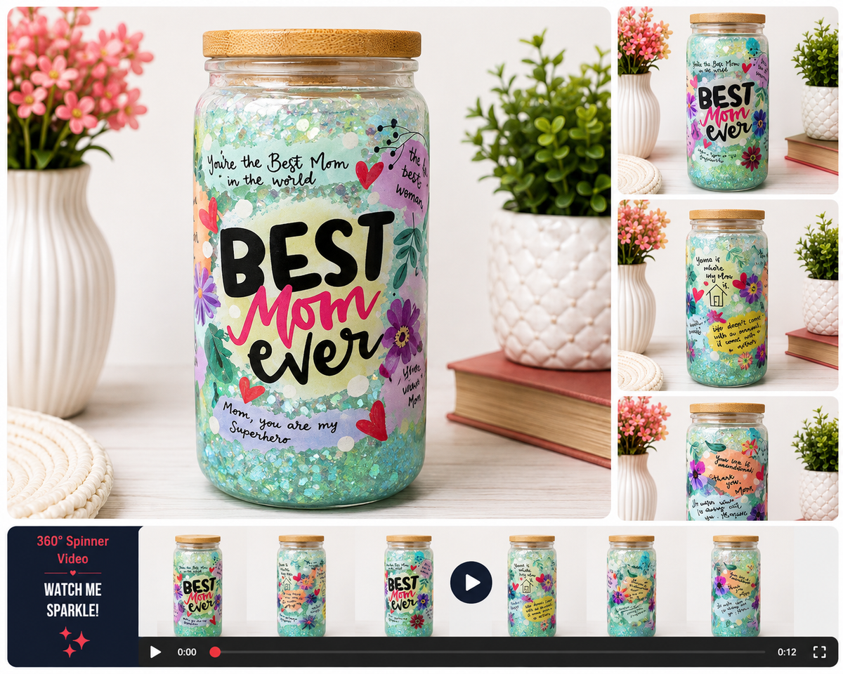 Best Mom Ever Floral Glitter Tumbler