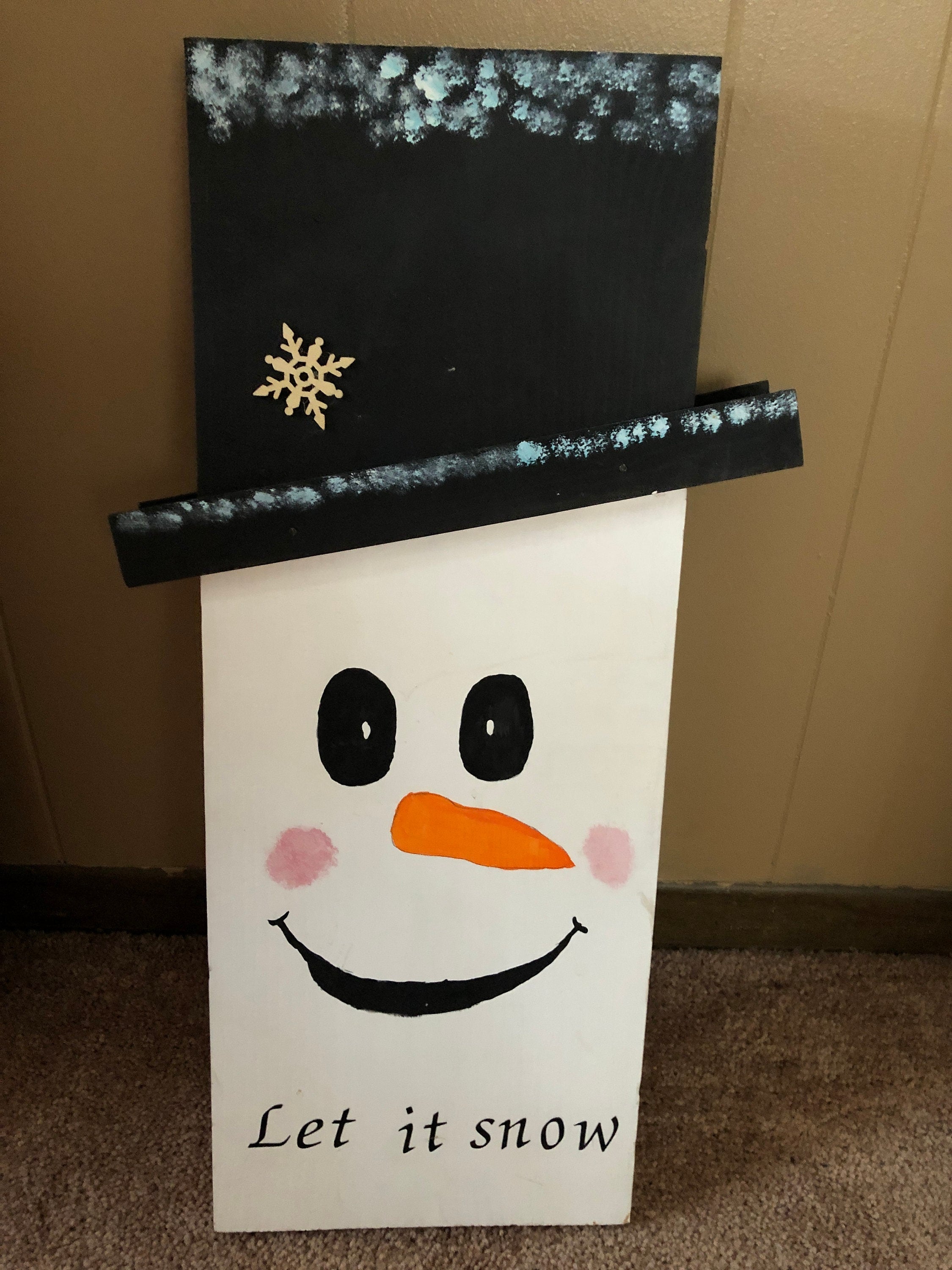 Reversible Handmade Wooden Sign, Snowman and Scarecrow