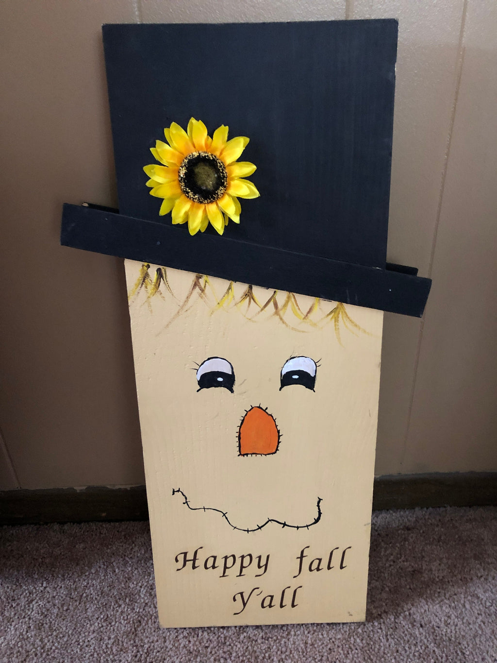 Reversible Handmade Wooden Sign, Snowman and Scarecrow