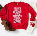 Dasher,Dancer,Prancer,Vixen,Moscato,Vodka,Tequila,Blitzen T-shirt, screen print