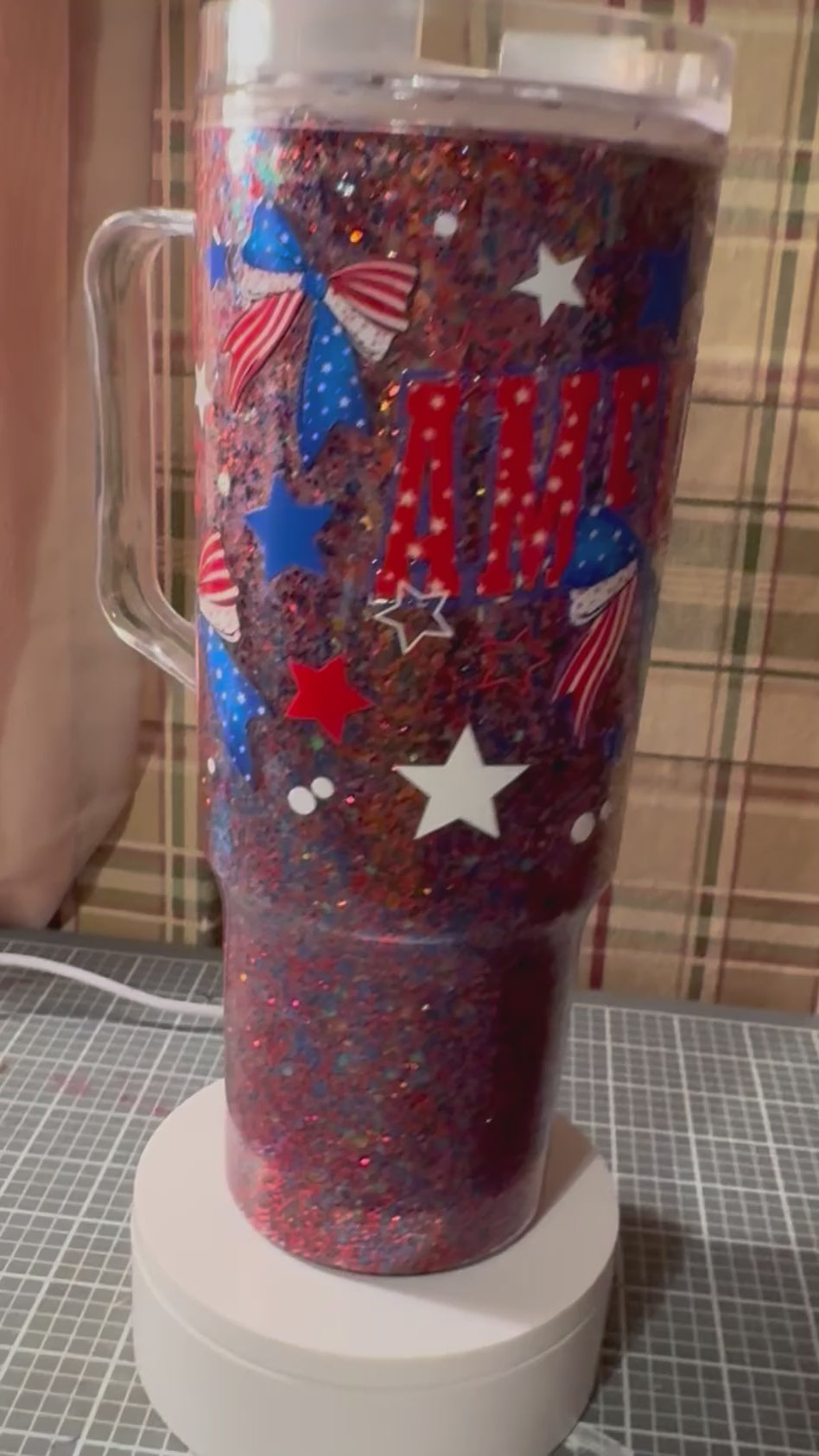 Patriotic American Glitter 40 oz Tumbler✨