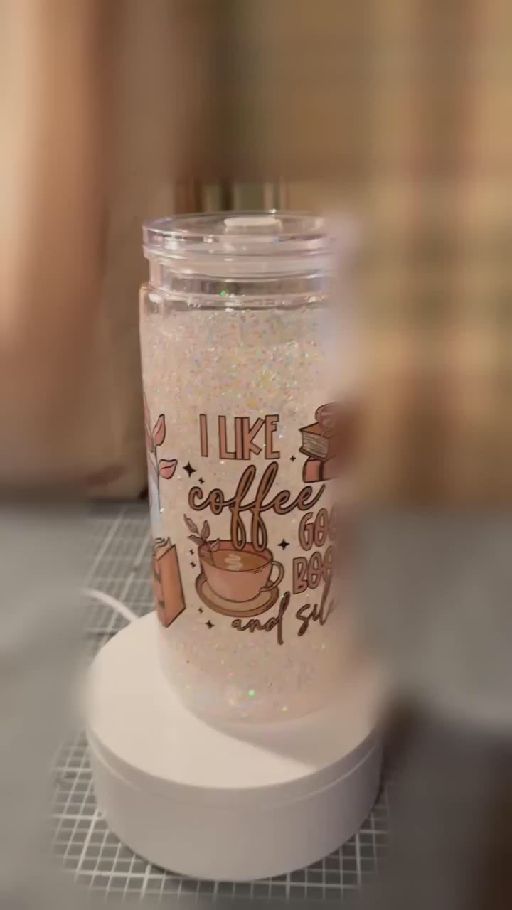 Coffee, Books & Silence 16 oz Glitter Tumbler 📚☕
