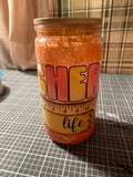 🍎 Teacher Life Orange Glitter 16 oz Snowglobe Tumbler 📚🧡